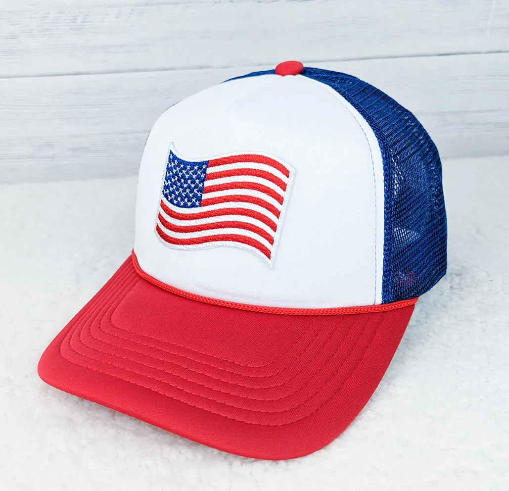 American Flag Red White And Blue Trucker Cap
