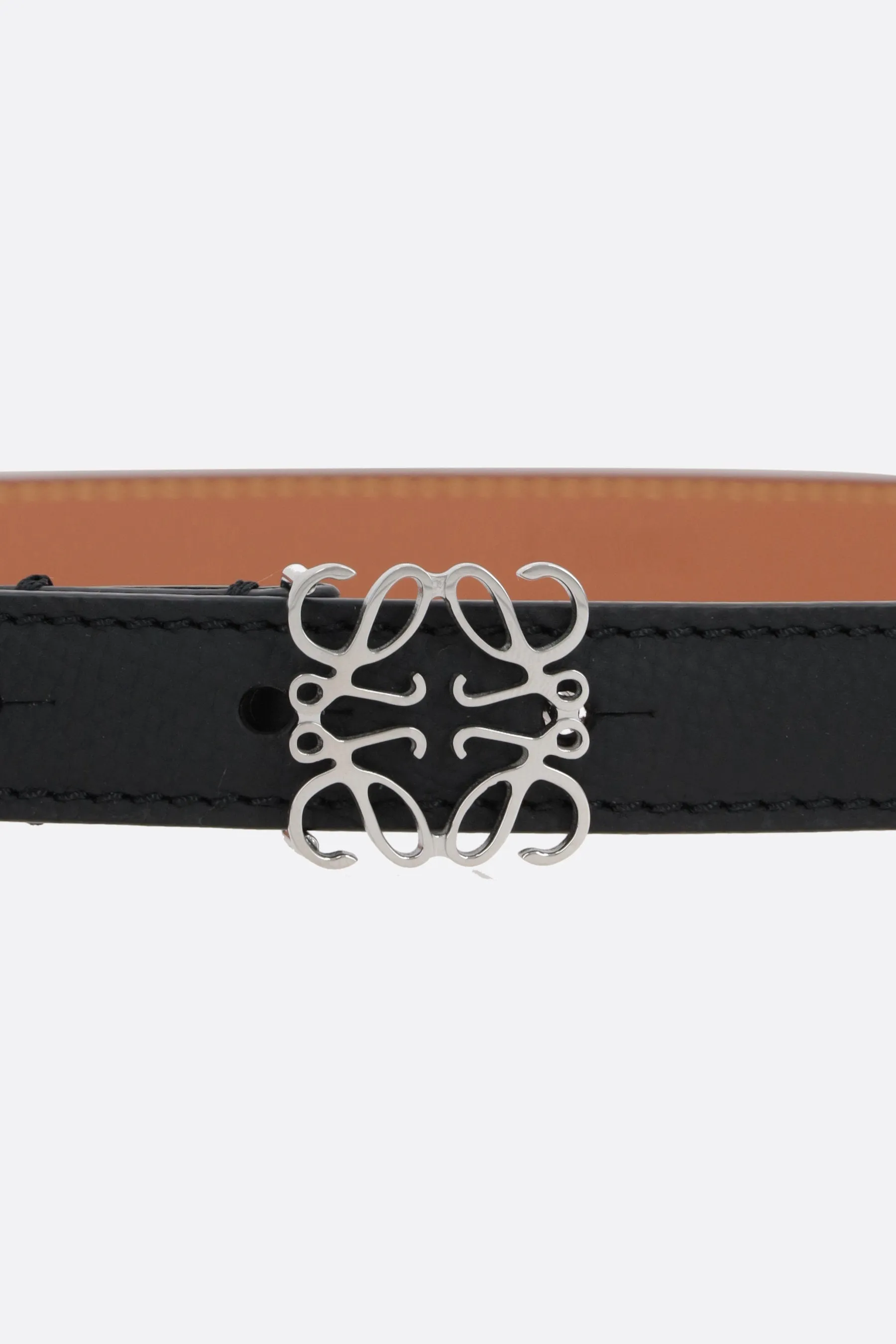 Anagram pebble grain leather thin belt