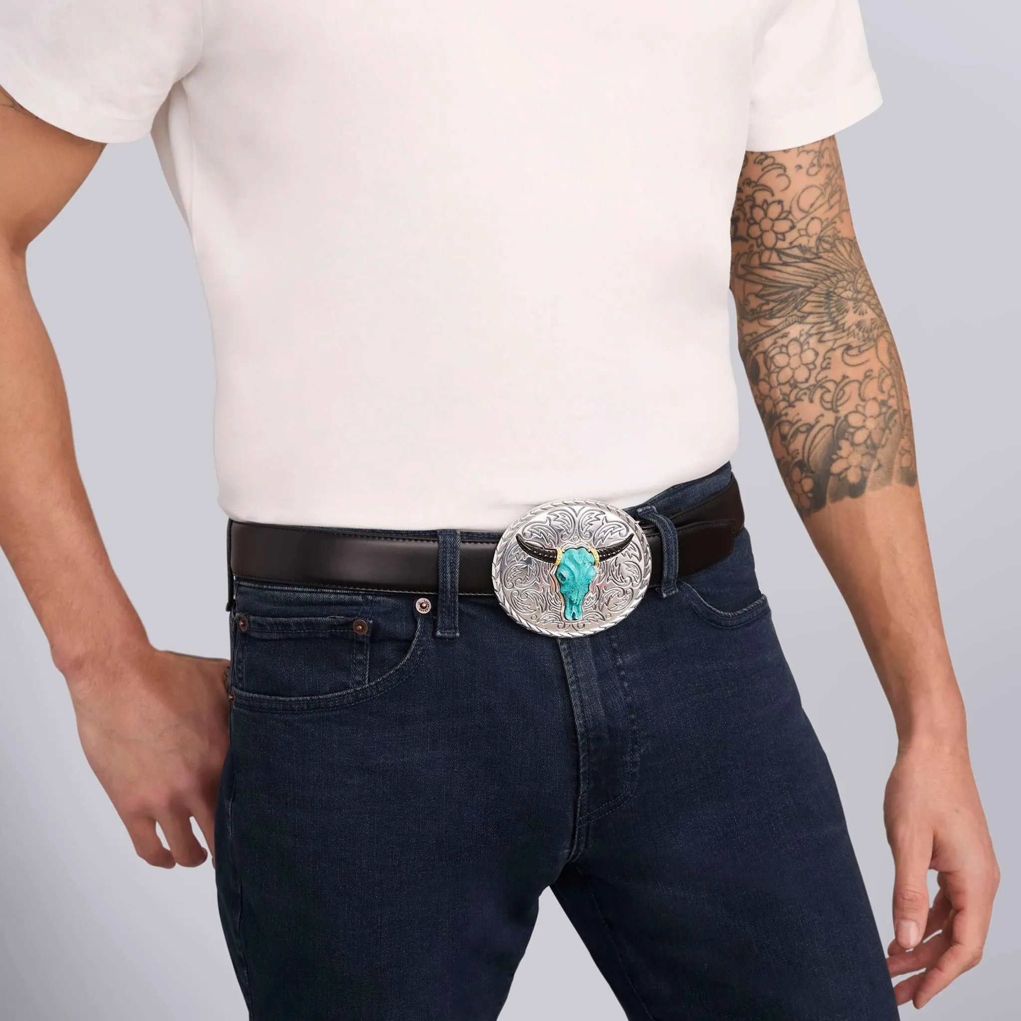 Anthem Turquoise Long Horn Belt Buckle