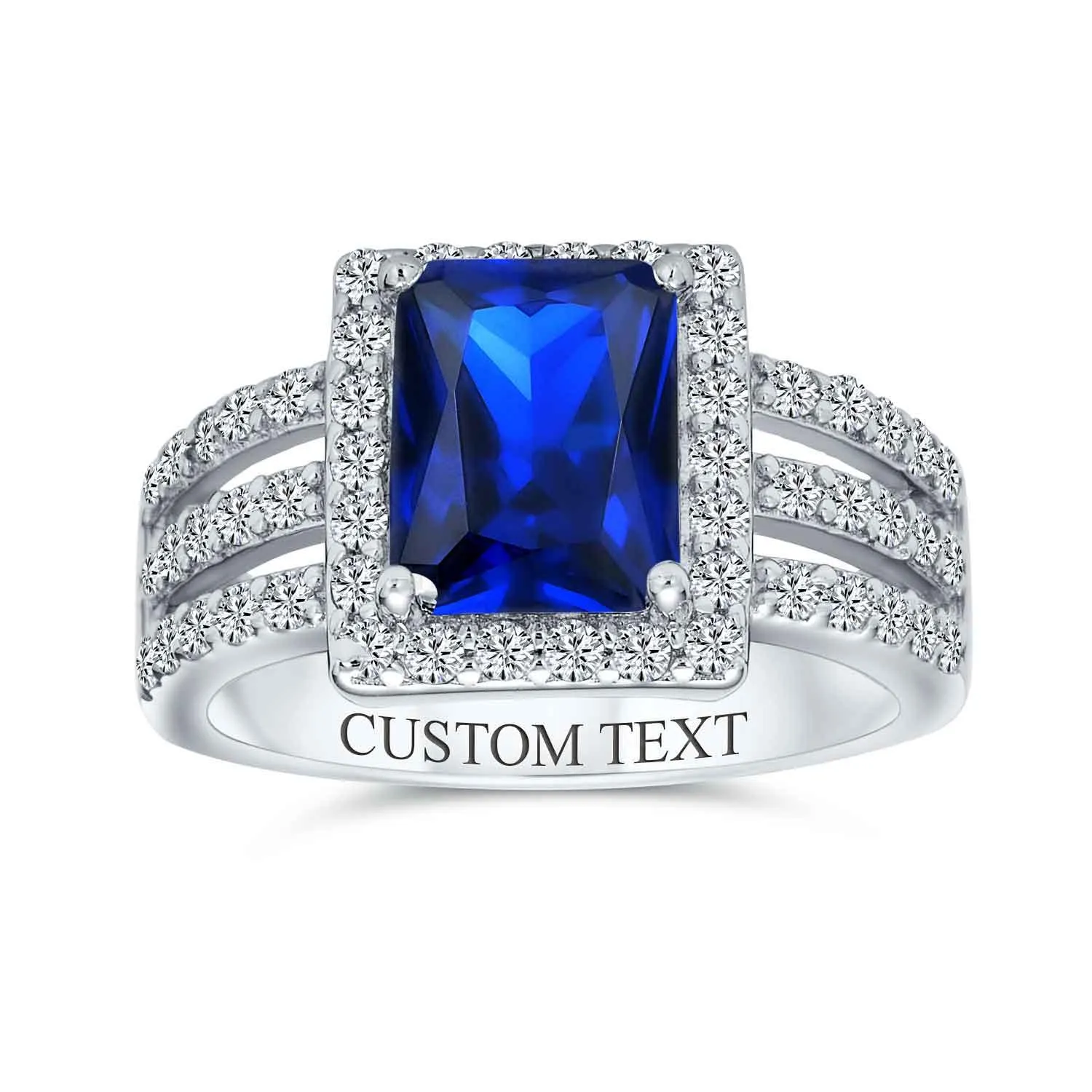 Art Deco 3CT AAA CZ Emerald Cut Halo Engagement Ring Sterling Silver