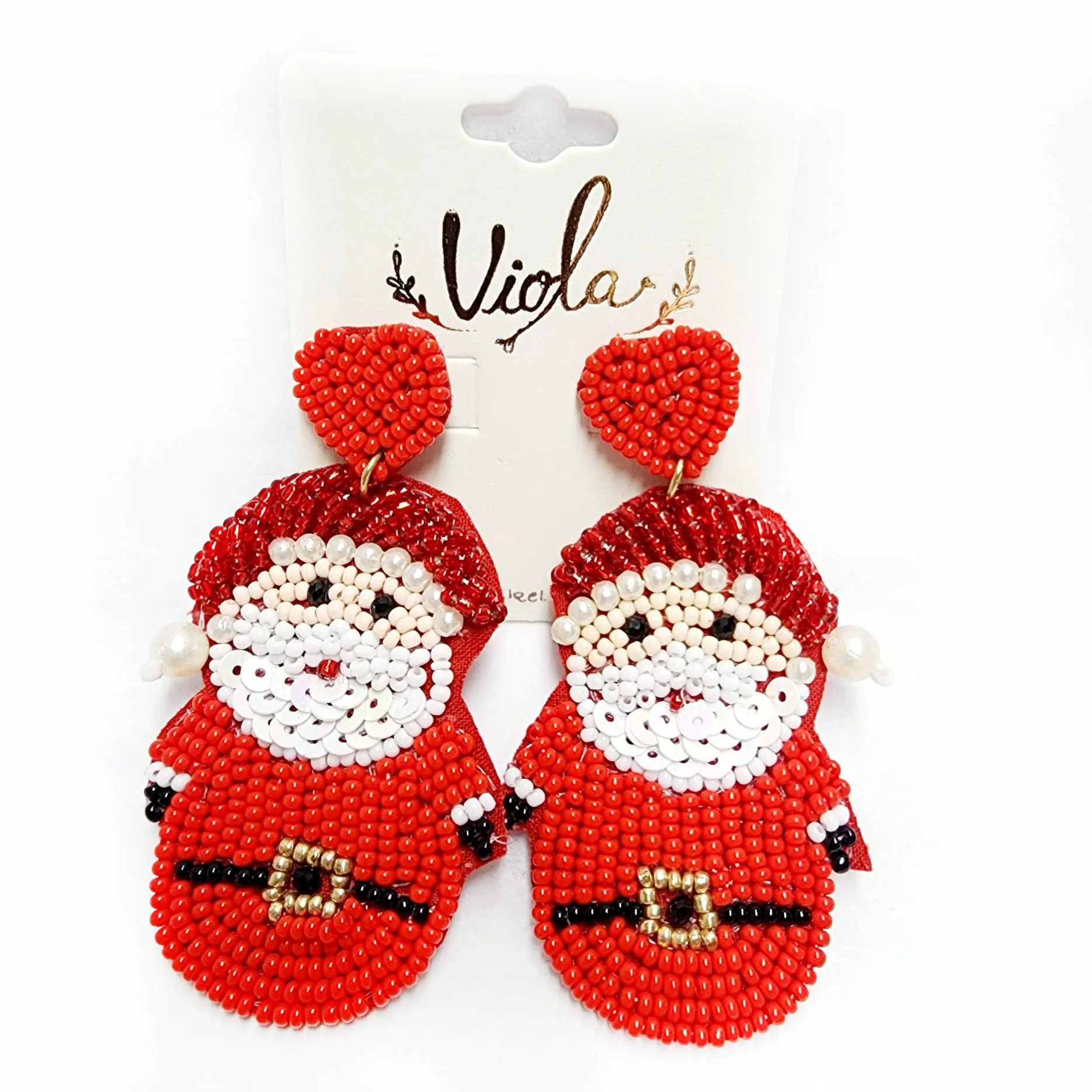 Assorted Hand Beaded Christmas Earrings - Post