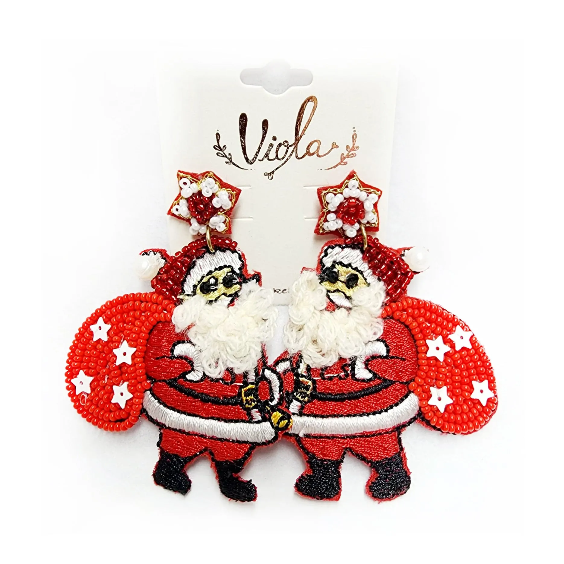 Assorted Hand Beaded Christmas Earrings - Post