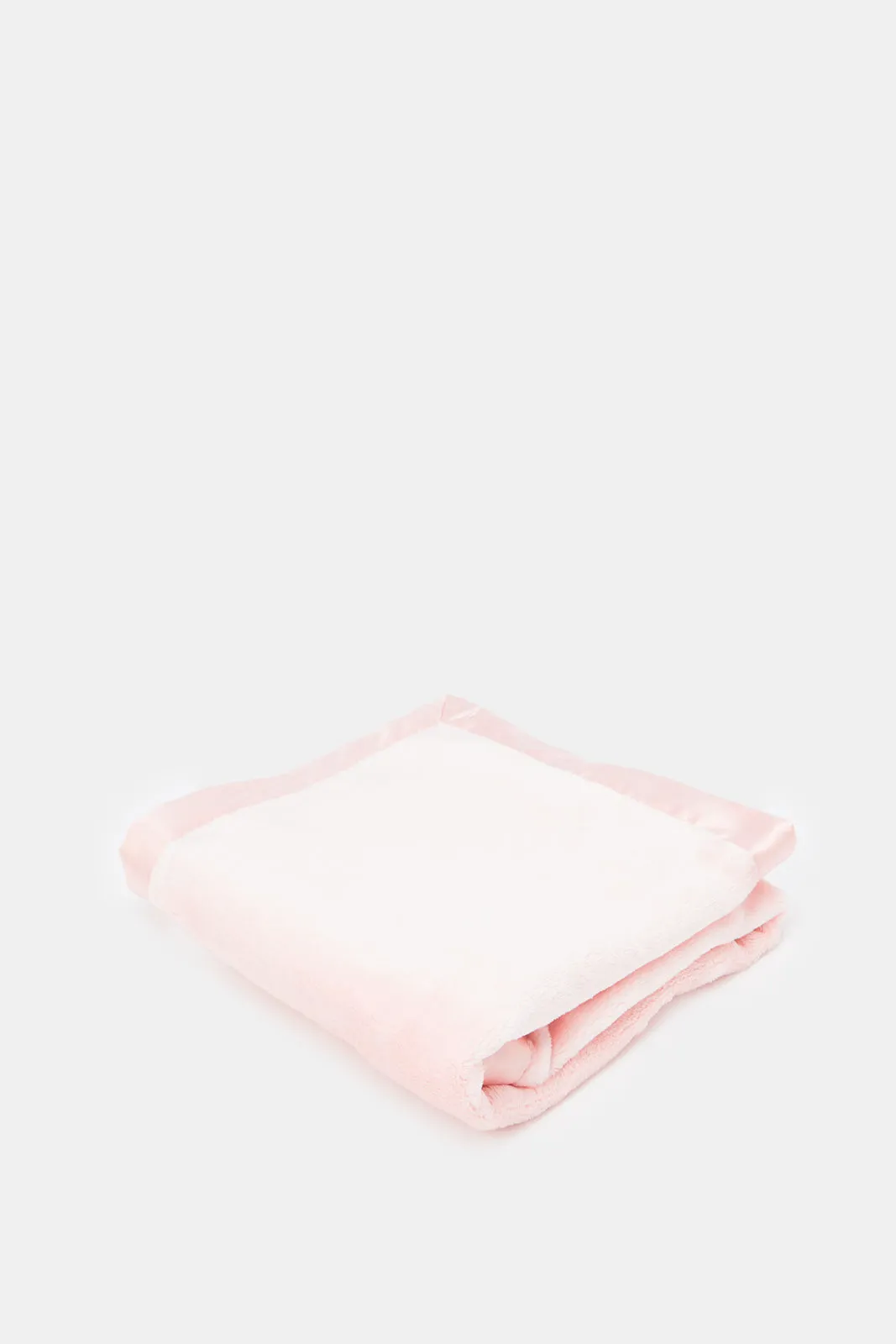 Babies Pink Faux Fur Blanket With Satin Trim