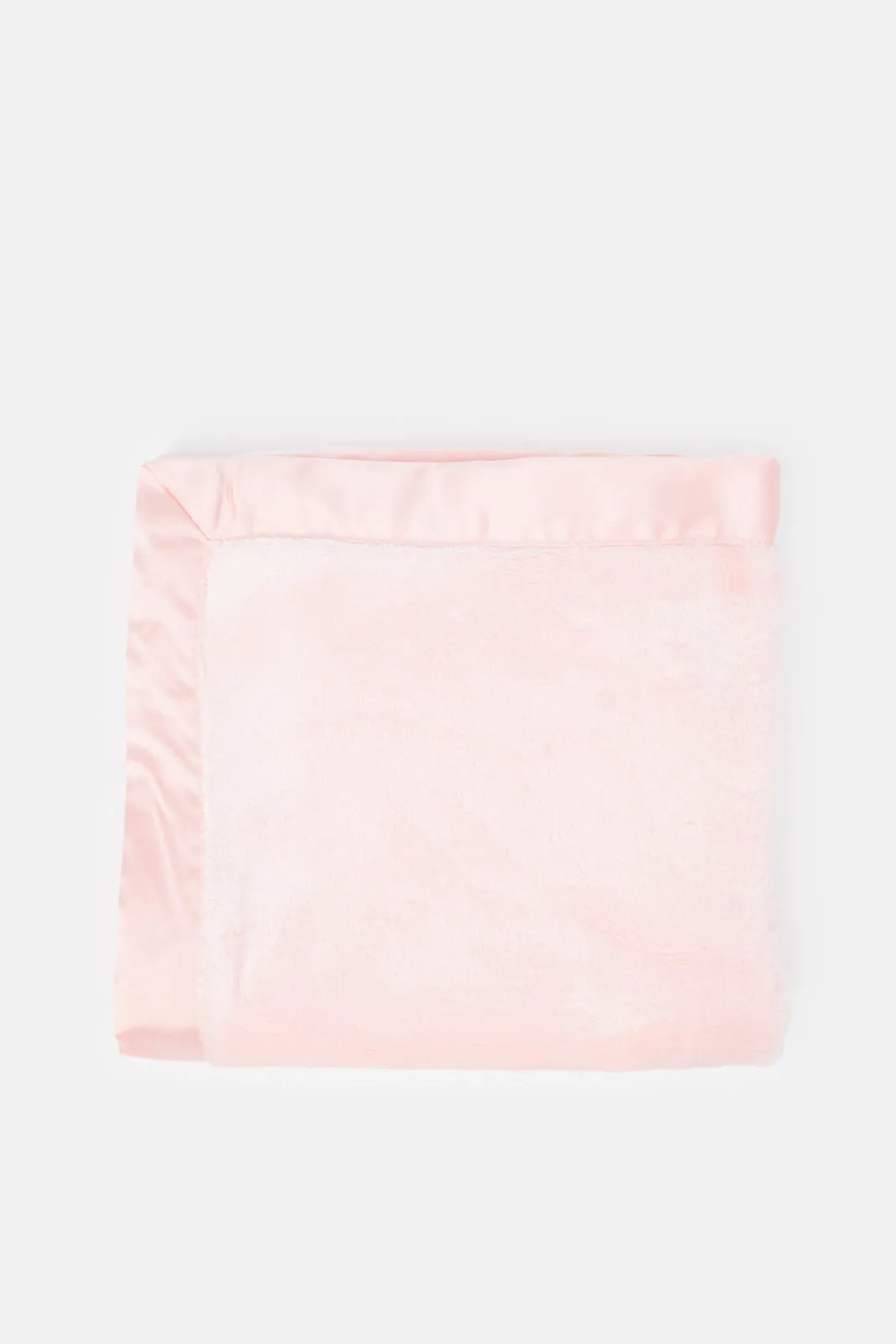 Babies Pink Faux Fur Blanket With Satin Trim
