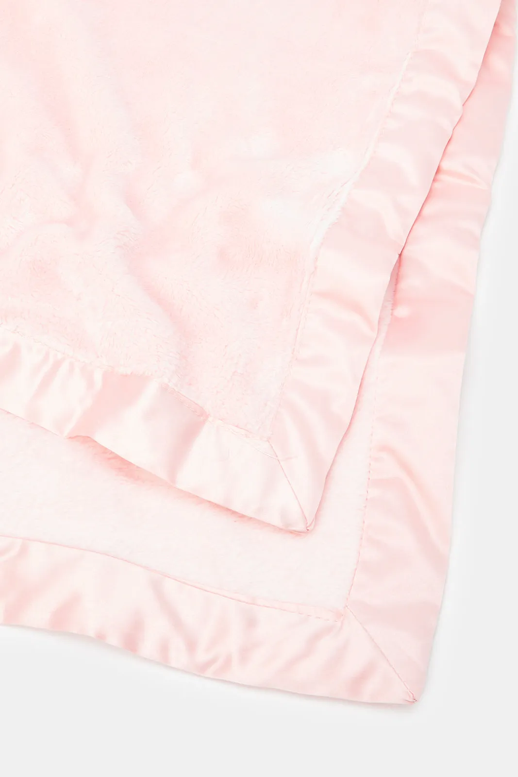 Babies Pink Faux Fur Blanket With Satin Trim