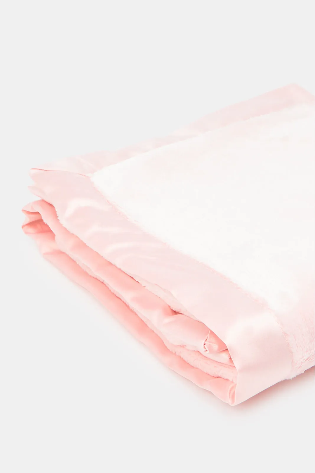 Babies Pink Faux Fur Blanket With Satin Trim