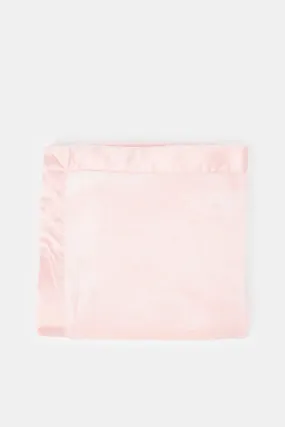 Babies Pink Faux Fur Blanket With Satin Trim