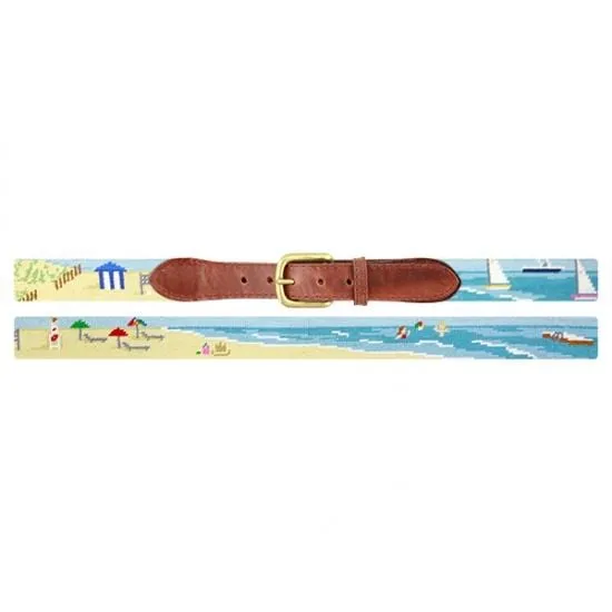 Beach Scene Needlepoint Belt