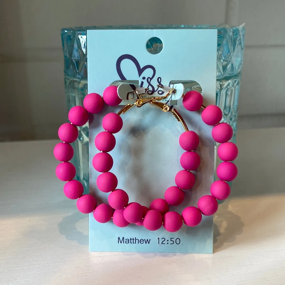 BEADED CLAY BALL HOOPS