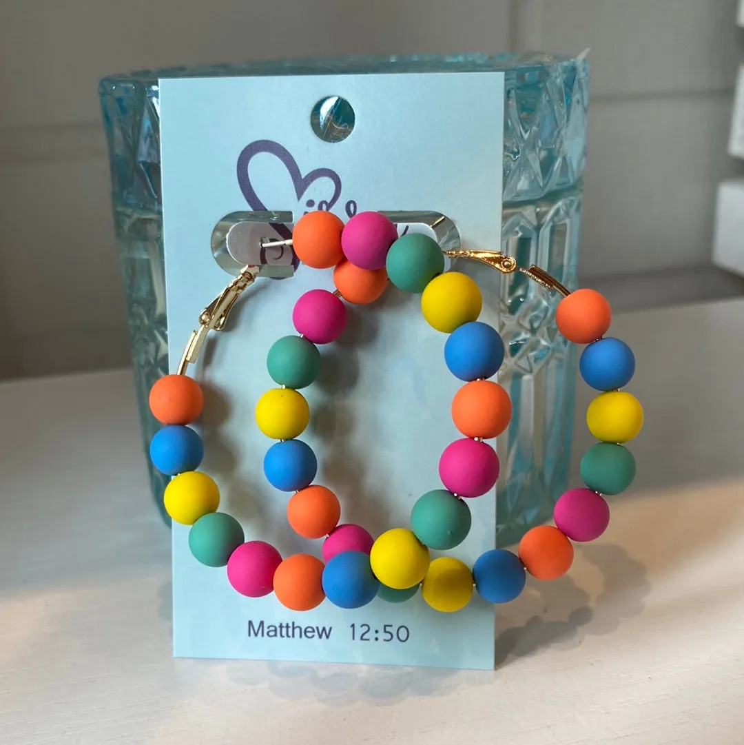 BEADED CLAY BALL HOOPS
