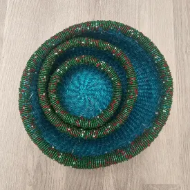 Beaded Kiondo Baskets  Sisal Basket Set of 3 - Hasana