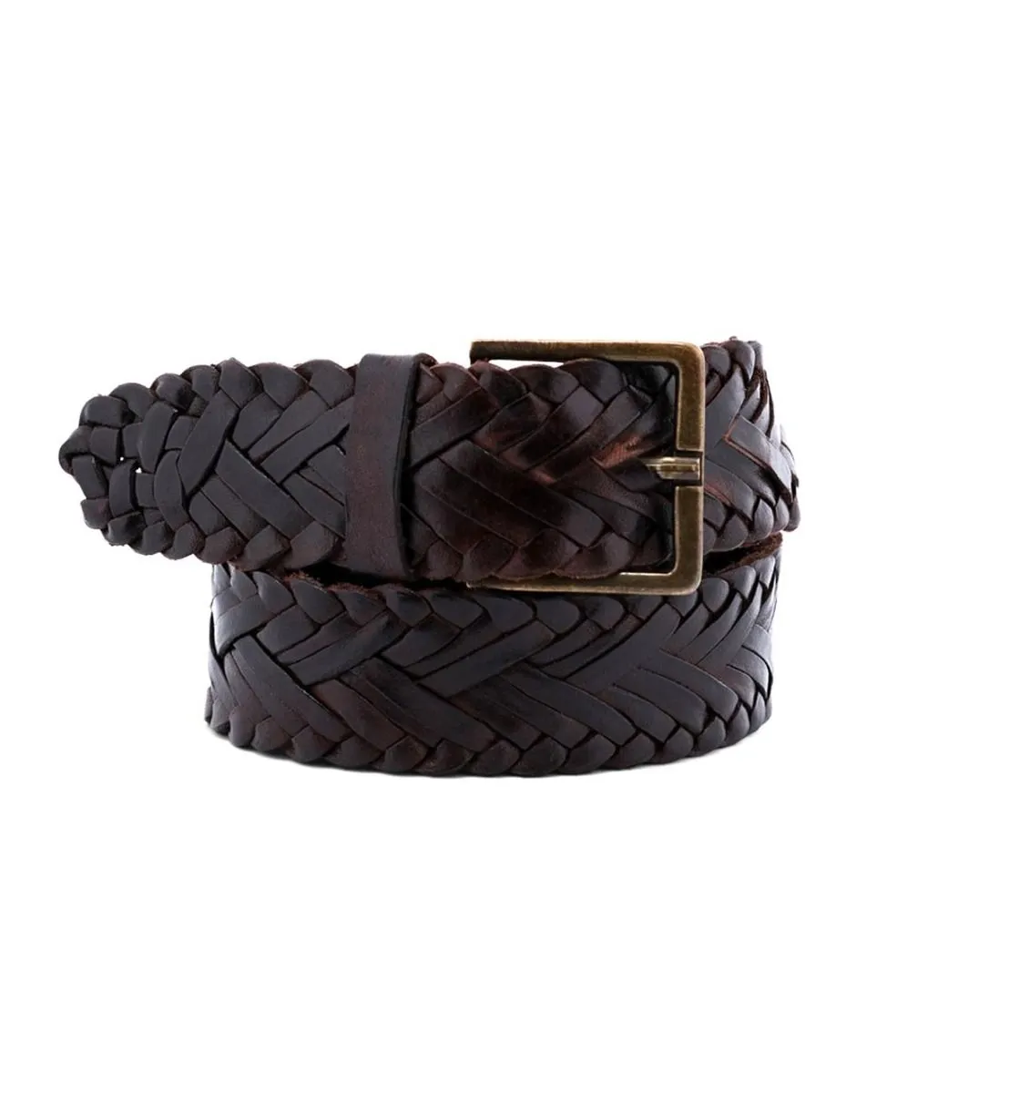 BedStu Proem Leather Belt, Teak Lux