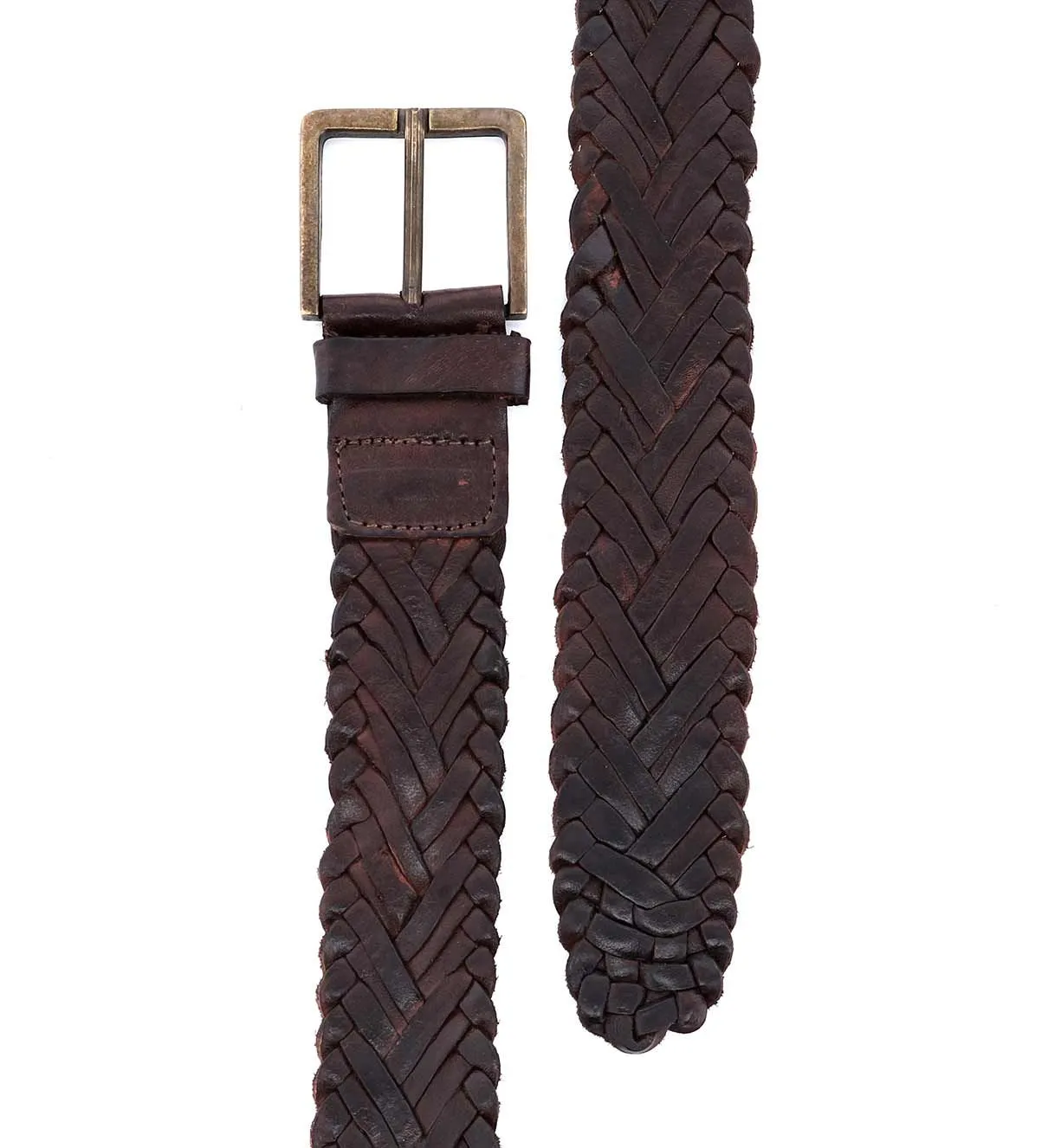 BedStu Proem Leather Belt, Teak Lux