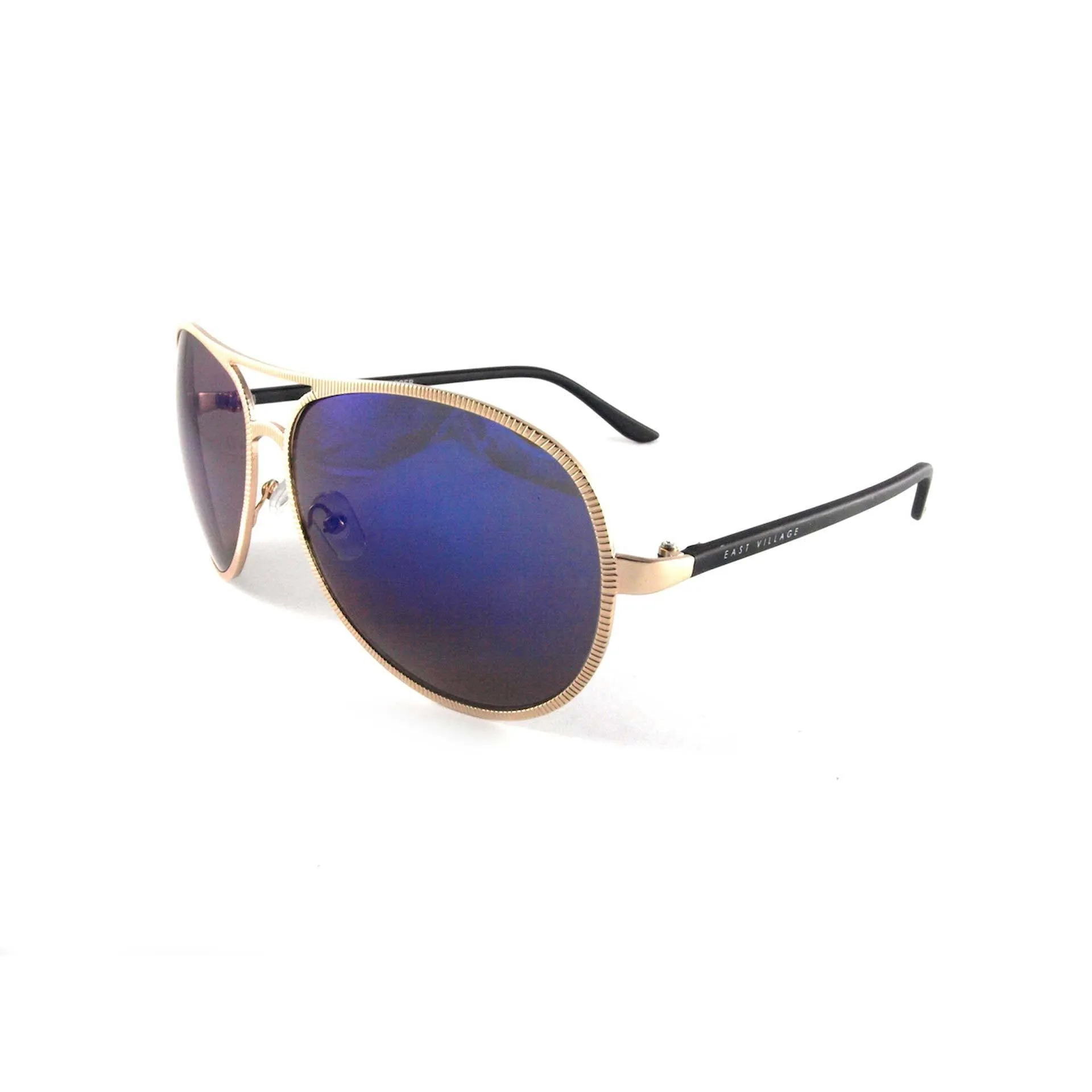 Beveled Edge 'Jagger' Aviator in Light Gold & Black