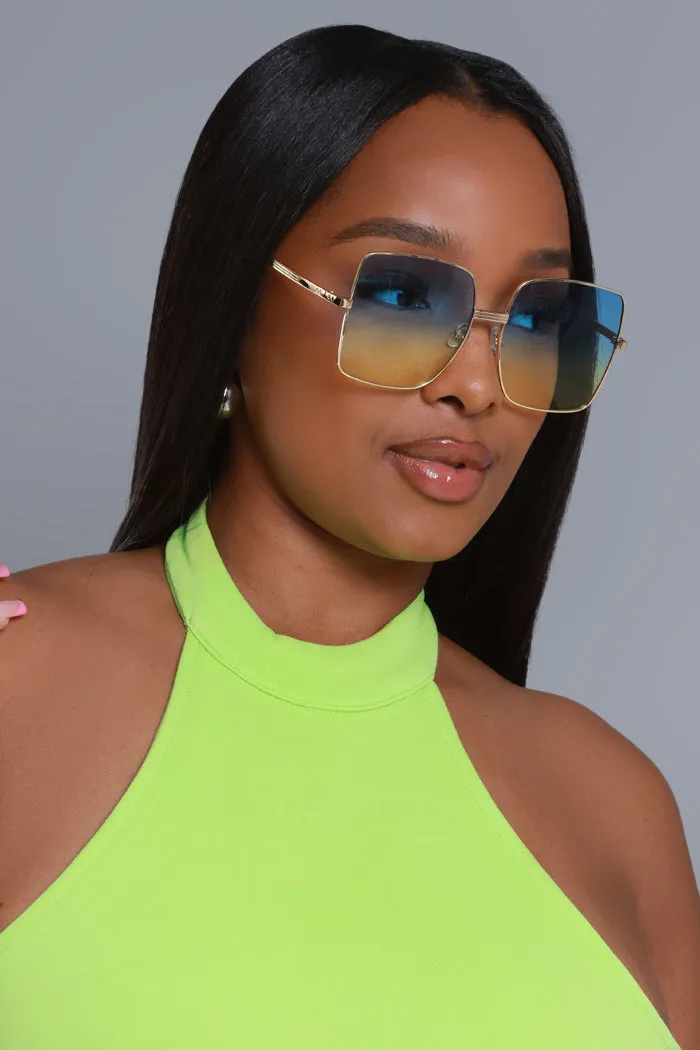 Block Them Oversized Sunglasses - Blue/Yellow