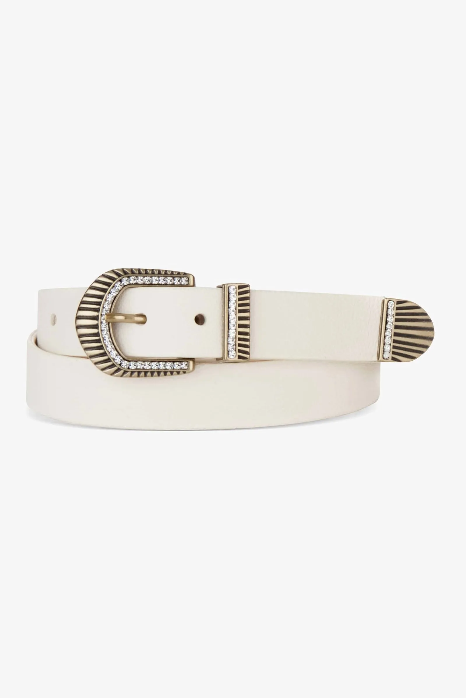 Brave Leather Mylah Crystal Pebbled Belt