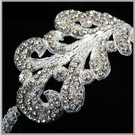 Bridal Headband with Crystal Leaf Applique