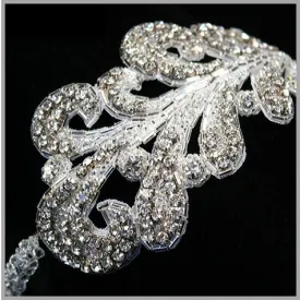 Bridal Headband with Crystal Leaf Applique
