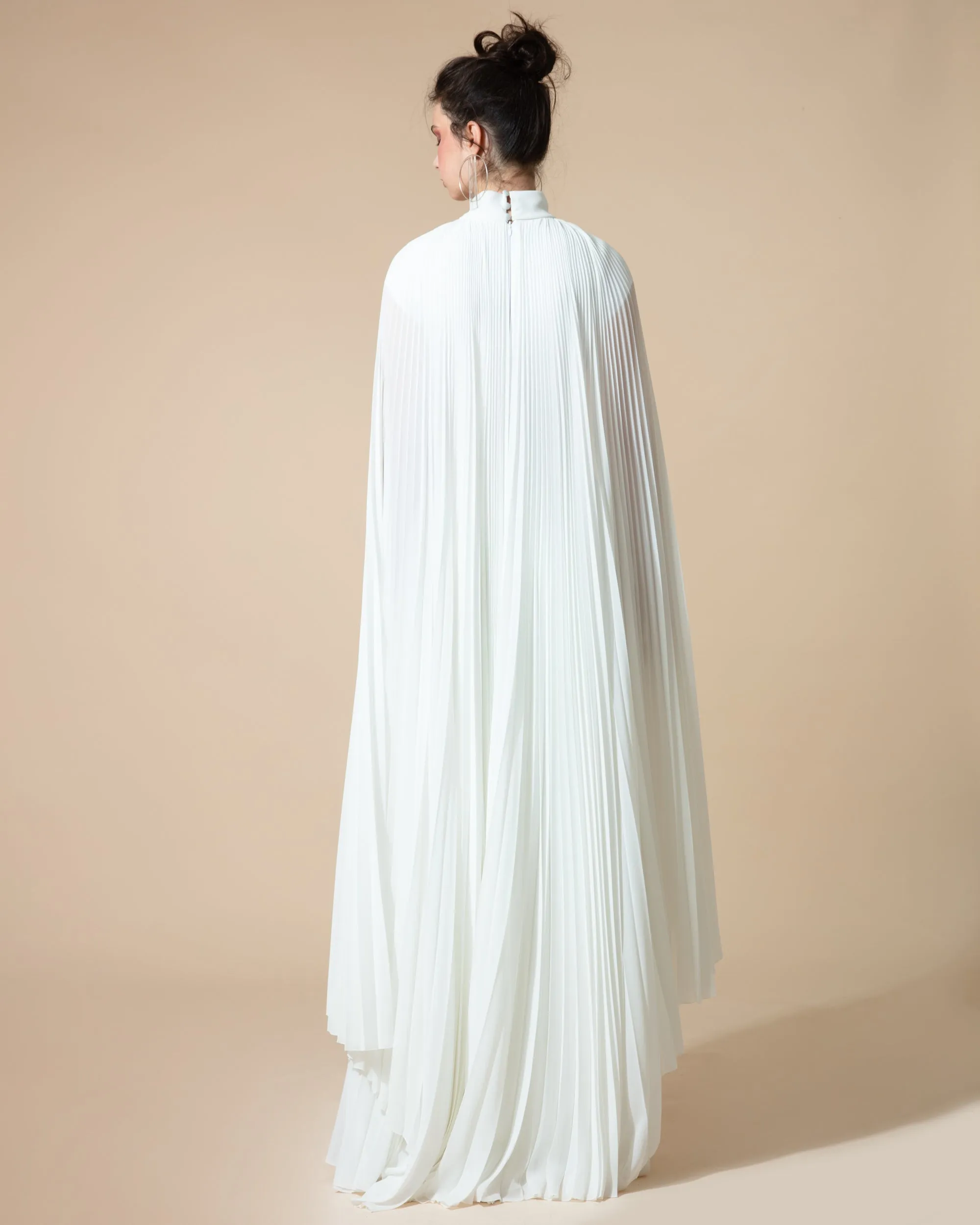 Cape-Like Asymmetrical Chiffon Kaftan  Belt