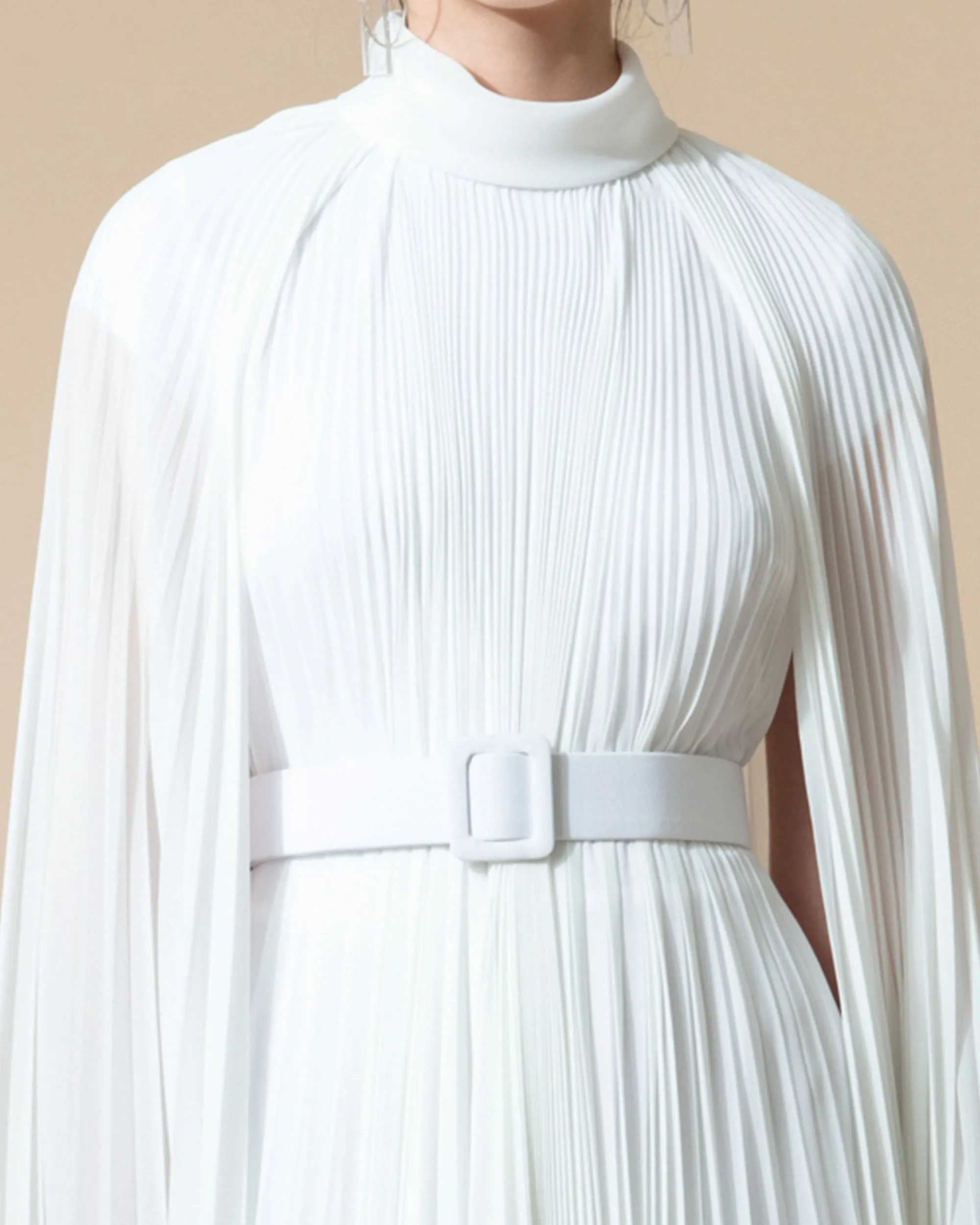 Cape-Like Asymmetrical Chiffon Kaftan  Belt