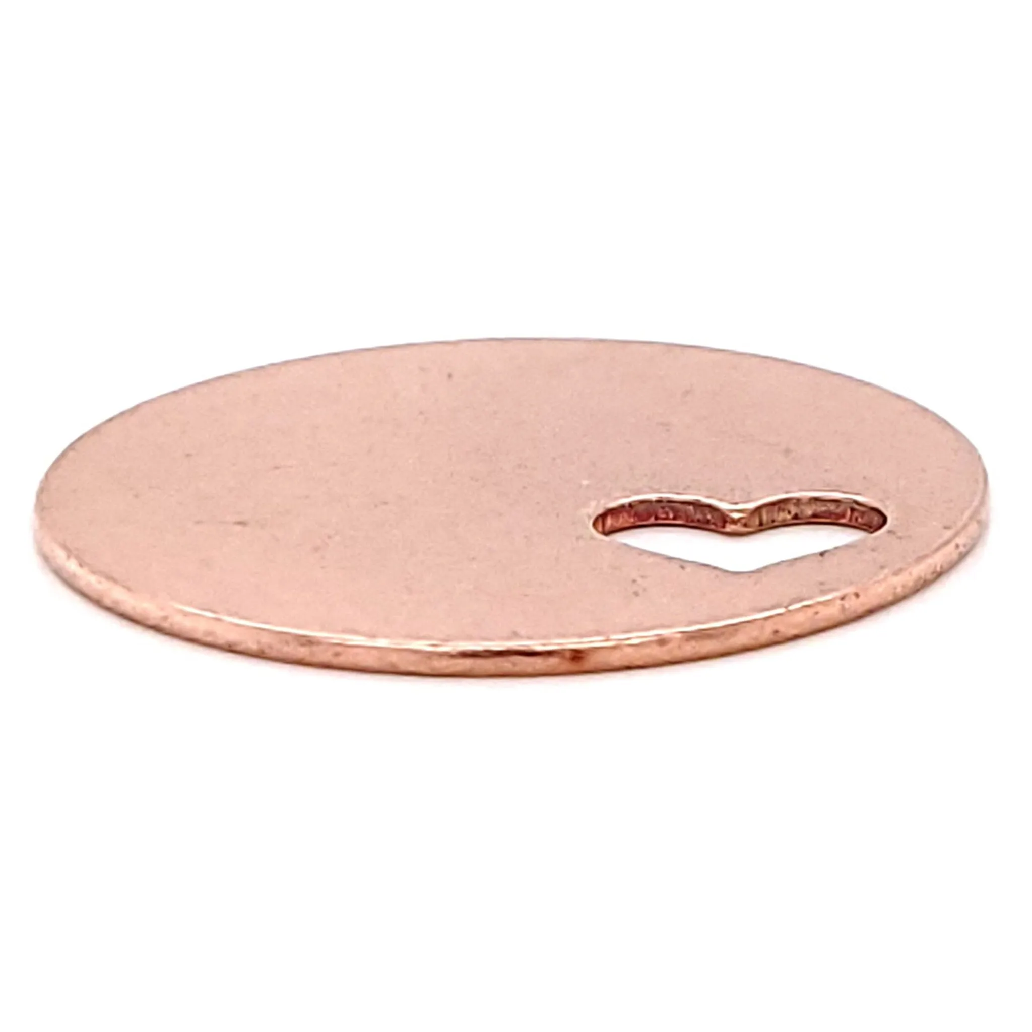 Copper Blank Round Heart Cutout Pendant / SBB0182