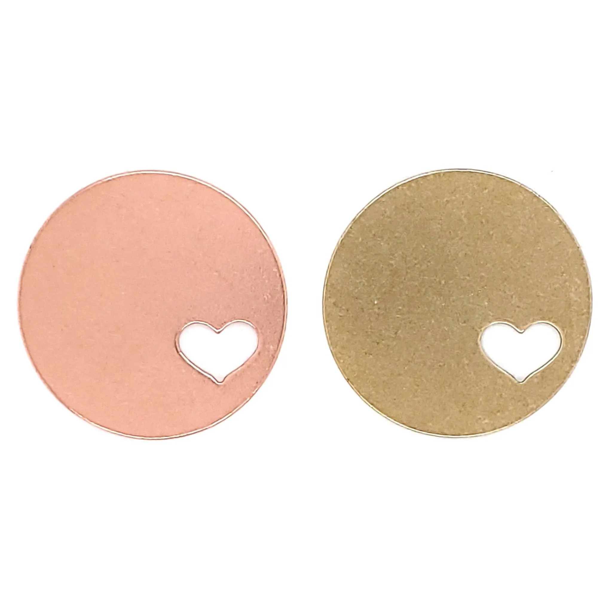 Copper Blank Round Heart Cutout Pendant / SBB0182