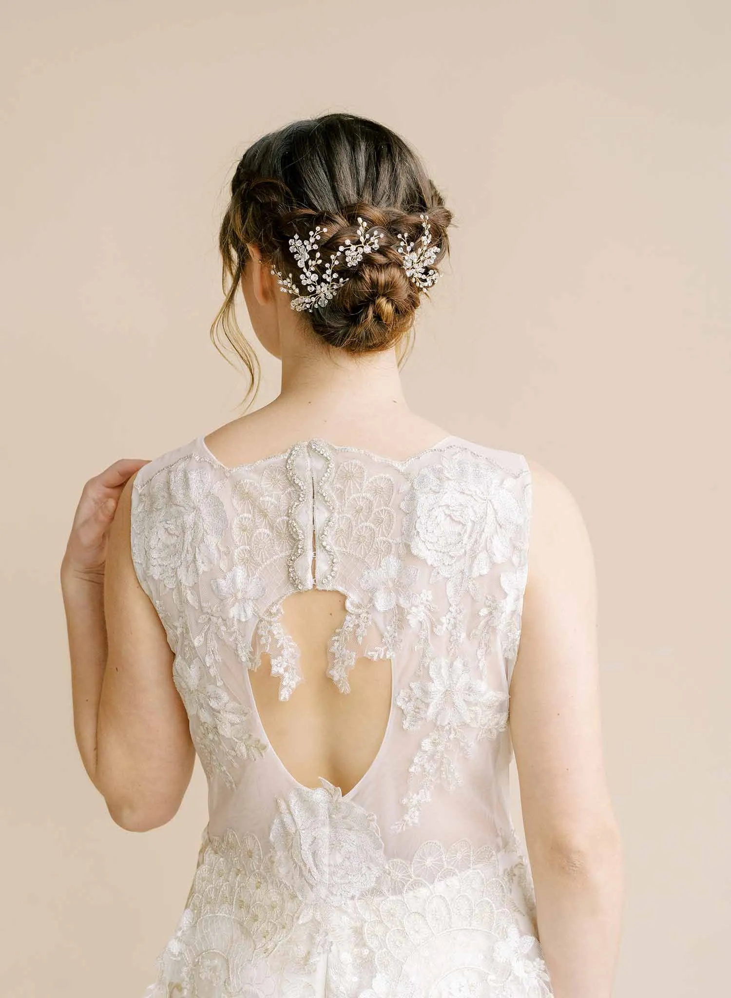 Crystal baby's breath hair pin set of 3 - Style #2117
