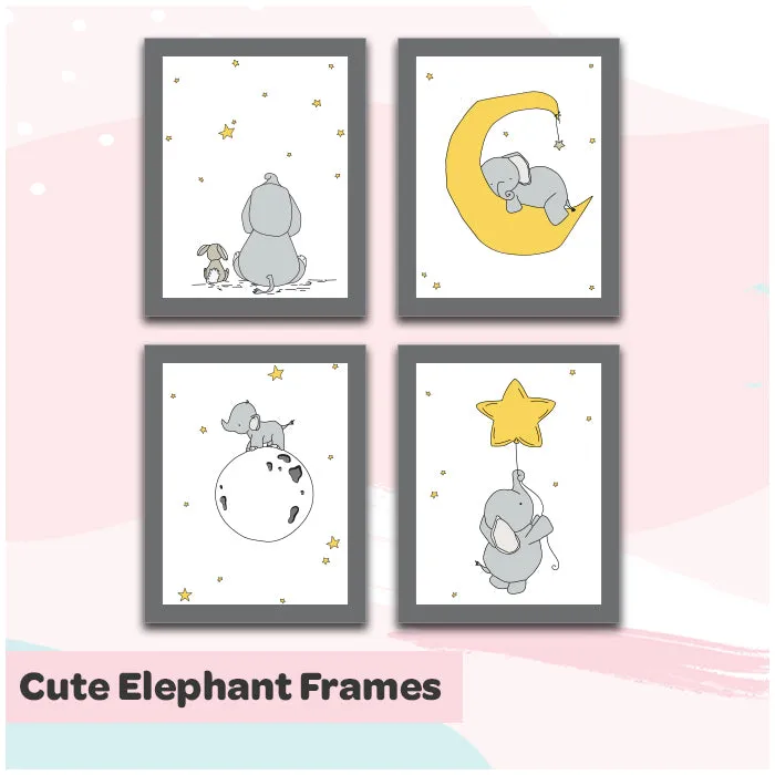 Custom Cute Elephant Wall Art (Set of 4)