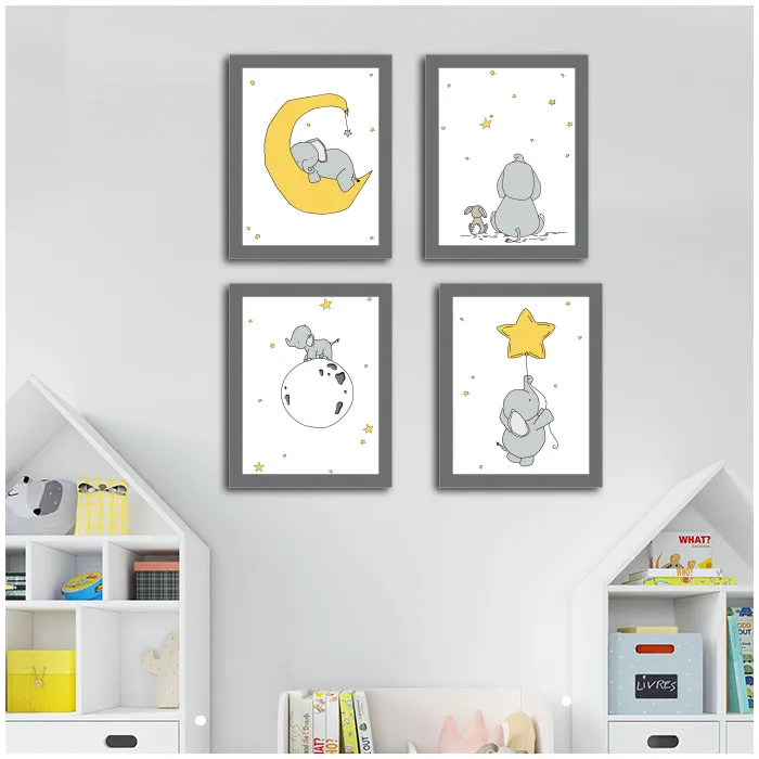 Custom Cute Elephant Wall Art (Set of 4)