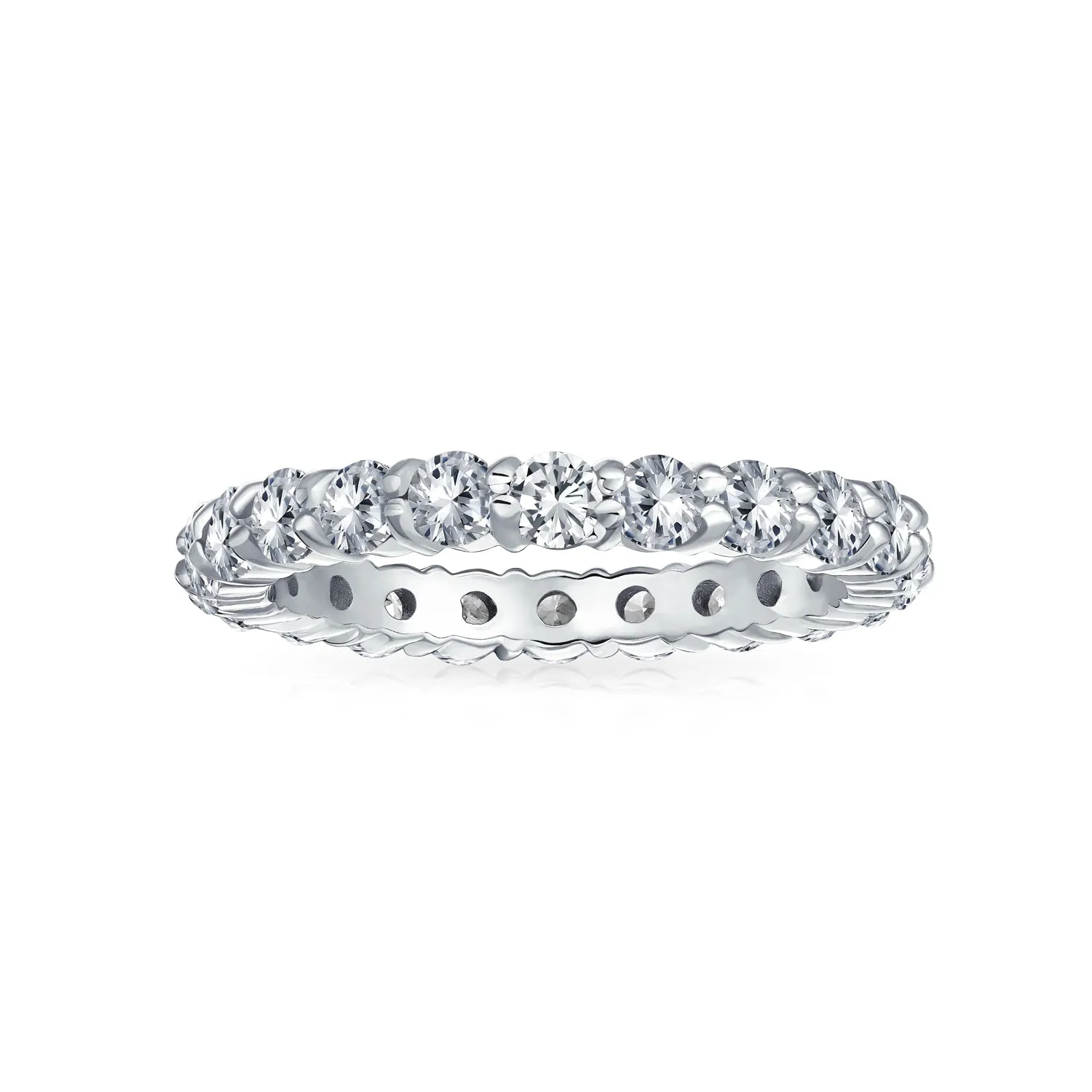 CZ Band Wave Set Eternity Wedding Band Ring .925 Sterling Silver