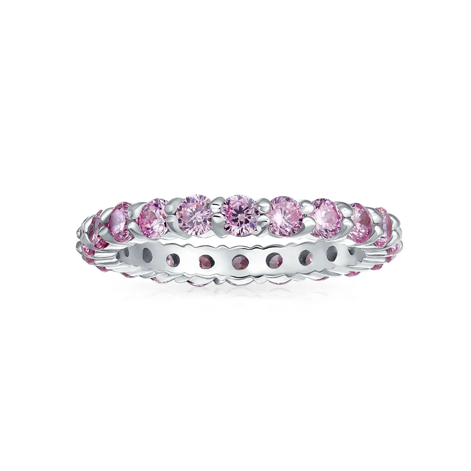 CZ Band Wave Set Eternity Wedding Band Ring .925 Sterling Silver