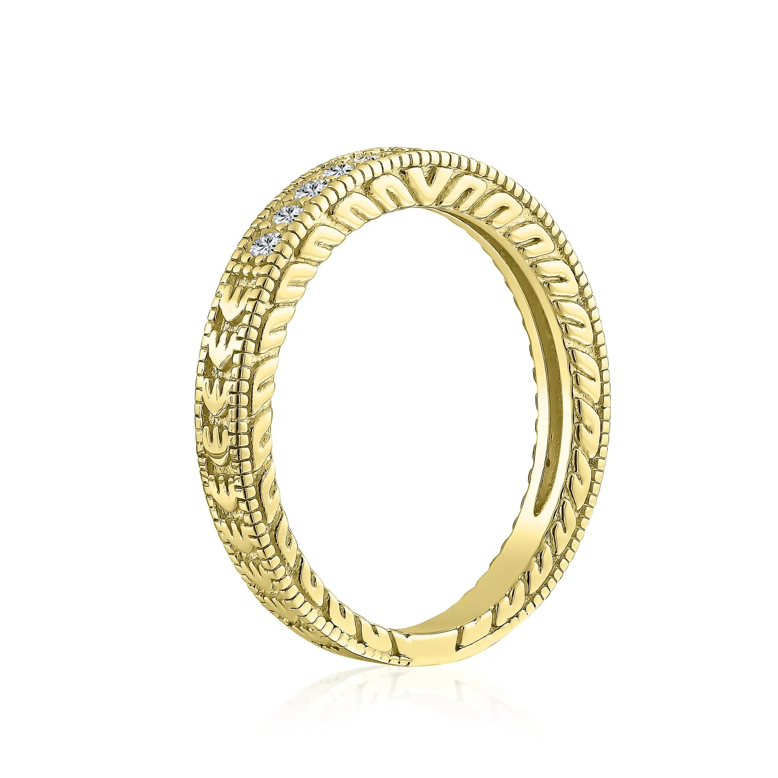 CZ Band Wave Set Eternity Wedding Band Ring .925 Sterling Silver