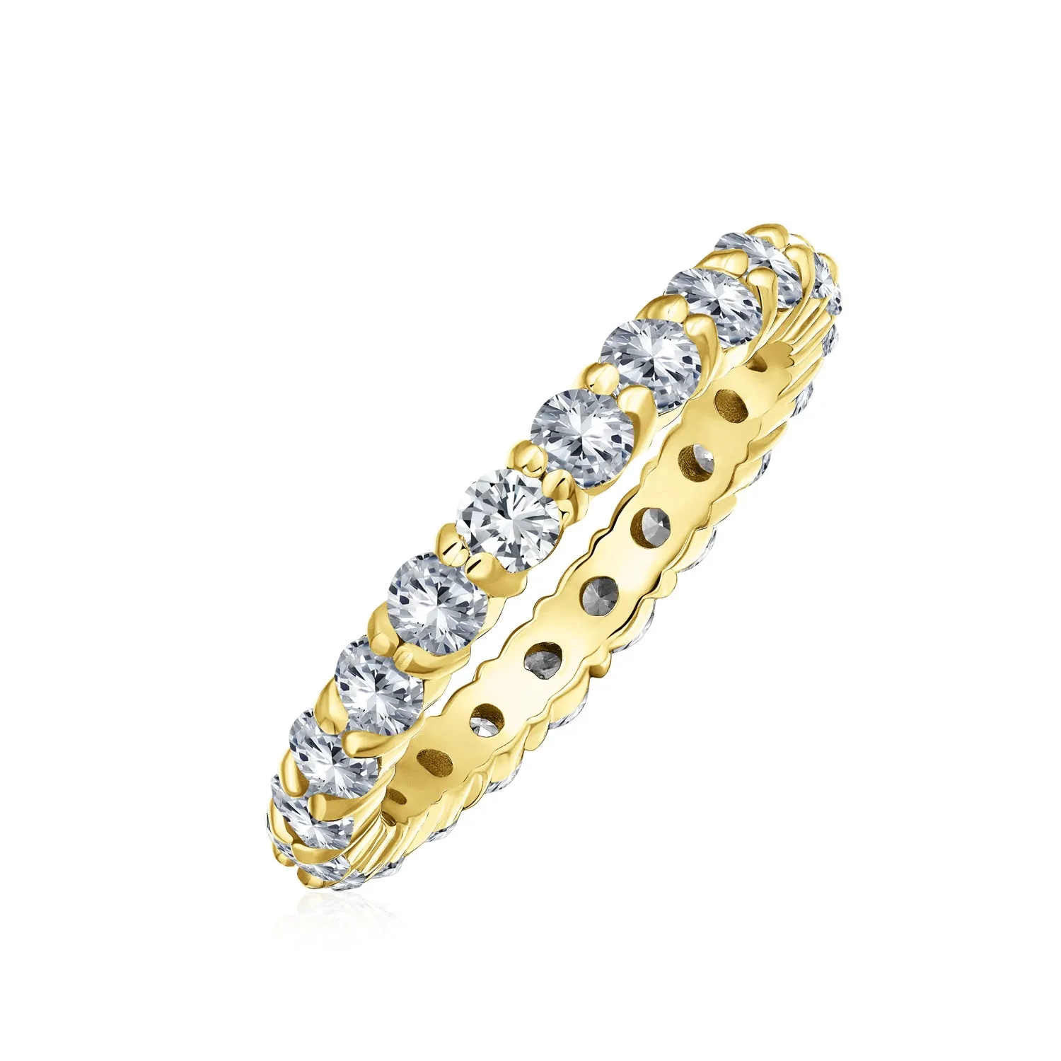CZ Band Wave Set Eternity Wedding Band Ring .925 Sterling Silver