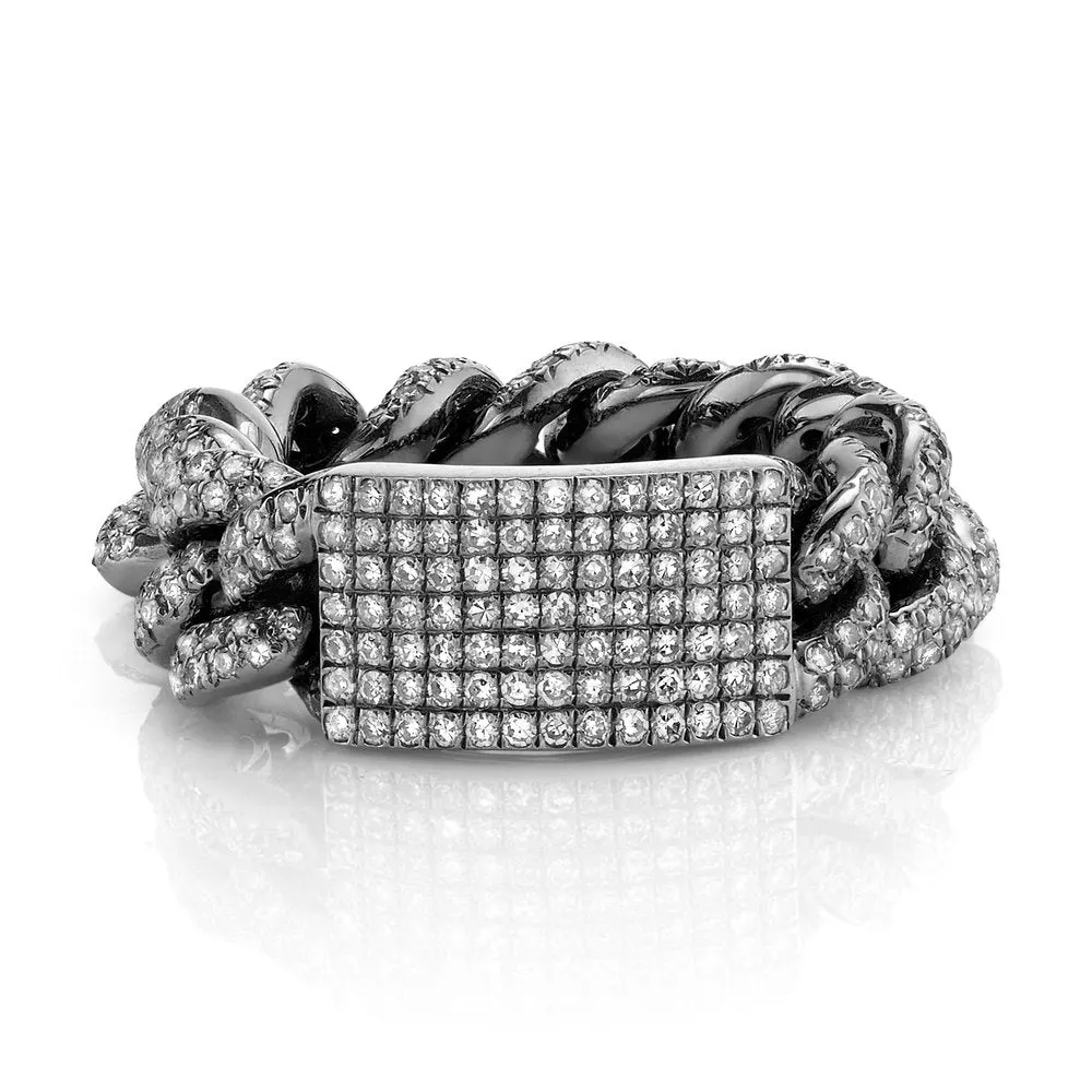 DIAMOND PAVE ID MEDIUM LINK RING