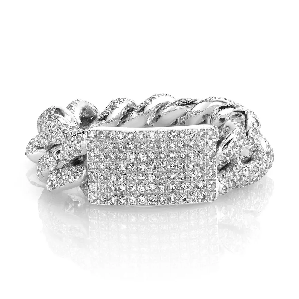 DIAMOND PAVE ID MEDIUM LINK RING
