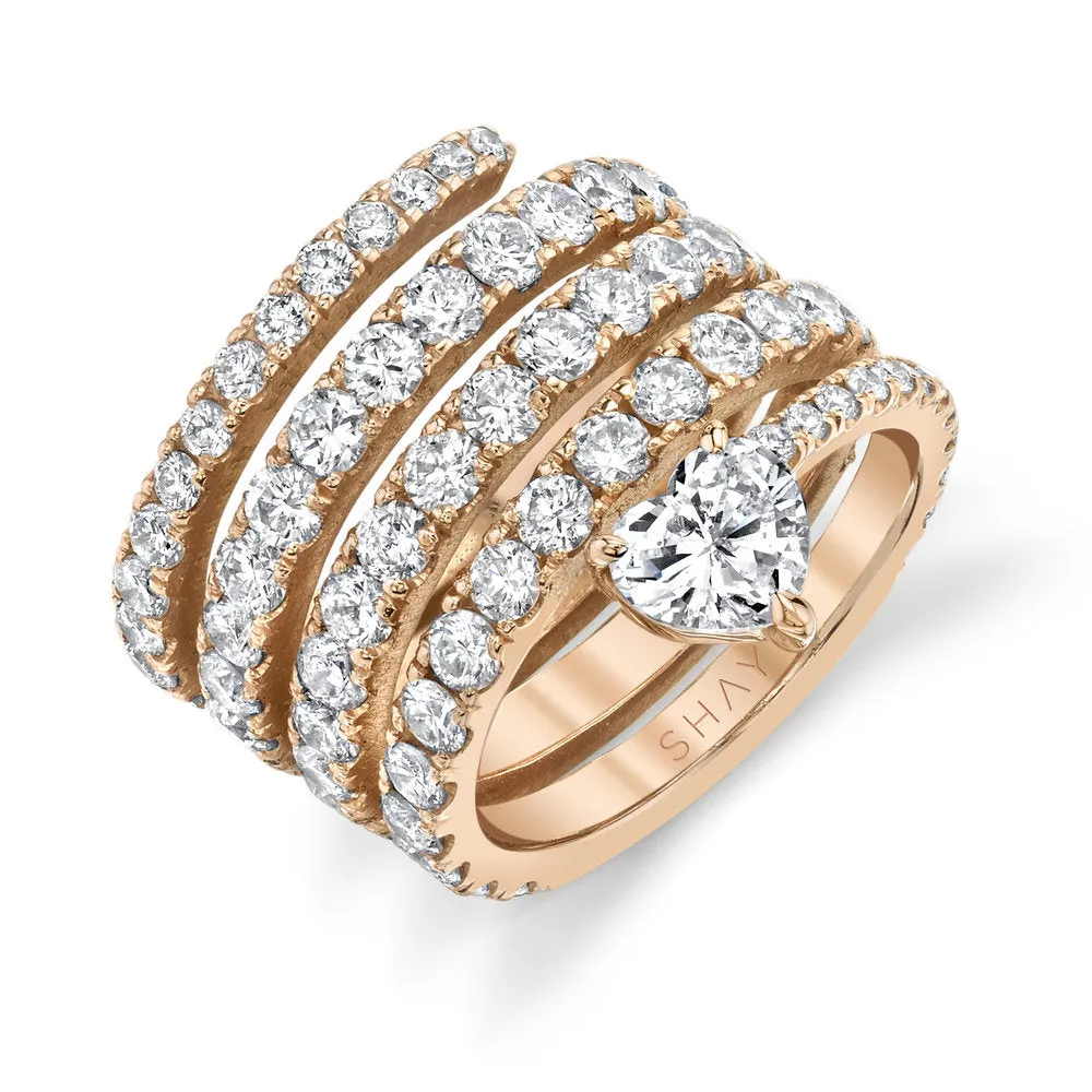 DIAMOND SPIRAL HEART PINKY RING