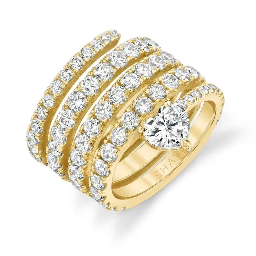 DIAMOND SPIRAL HEART PINKY RING