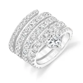 DIAMOND SPIRAL HEART PINKY RING