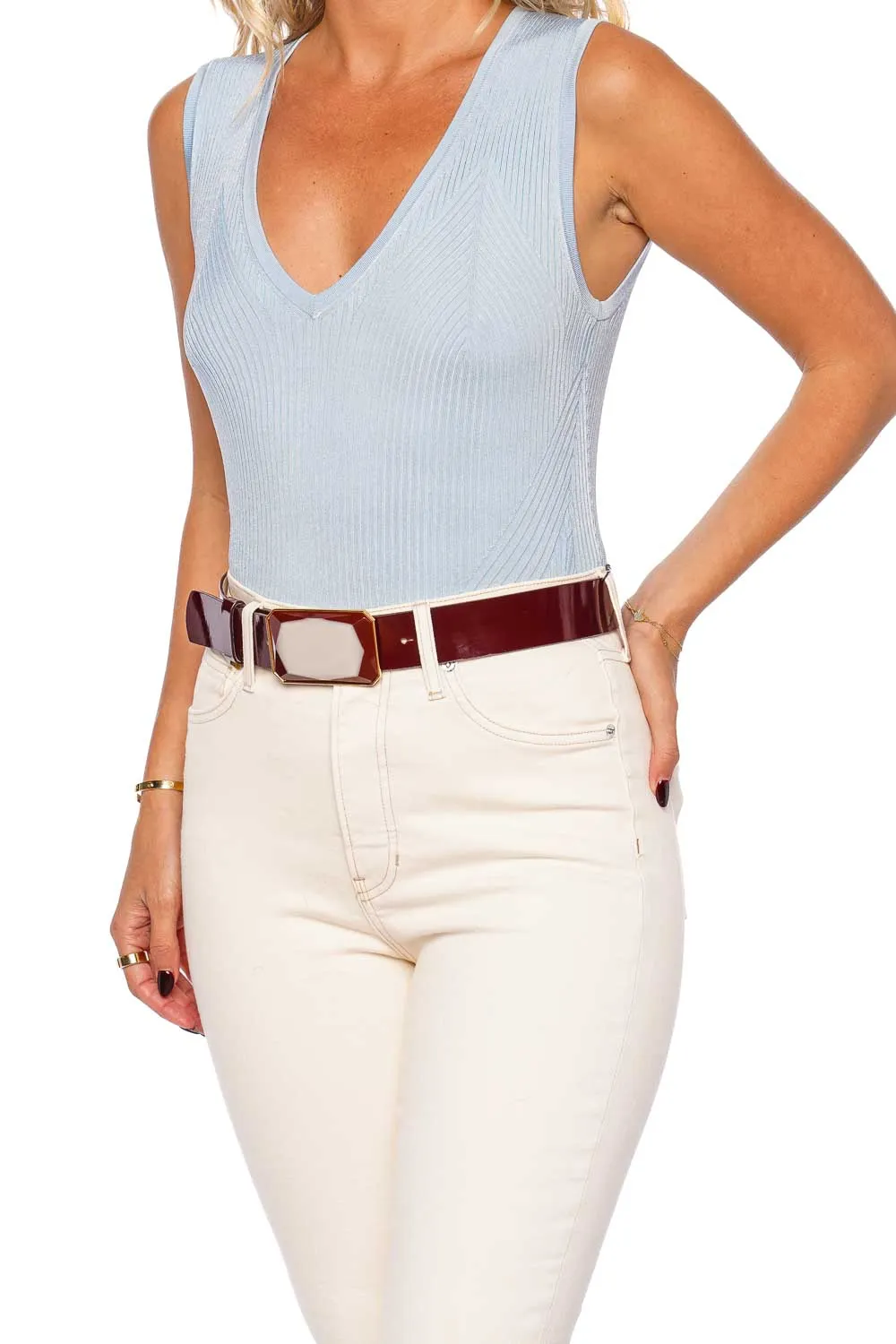 Dora Wine Stone Embellished Belt