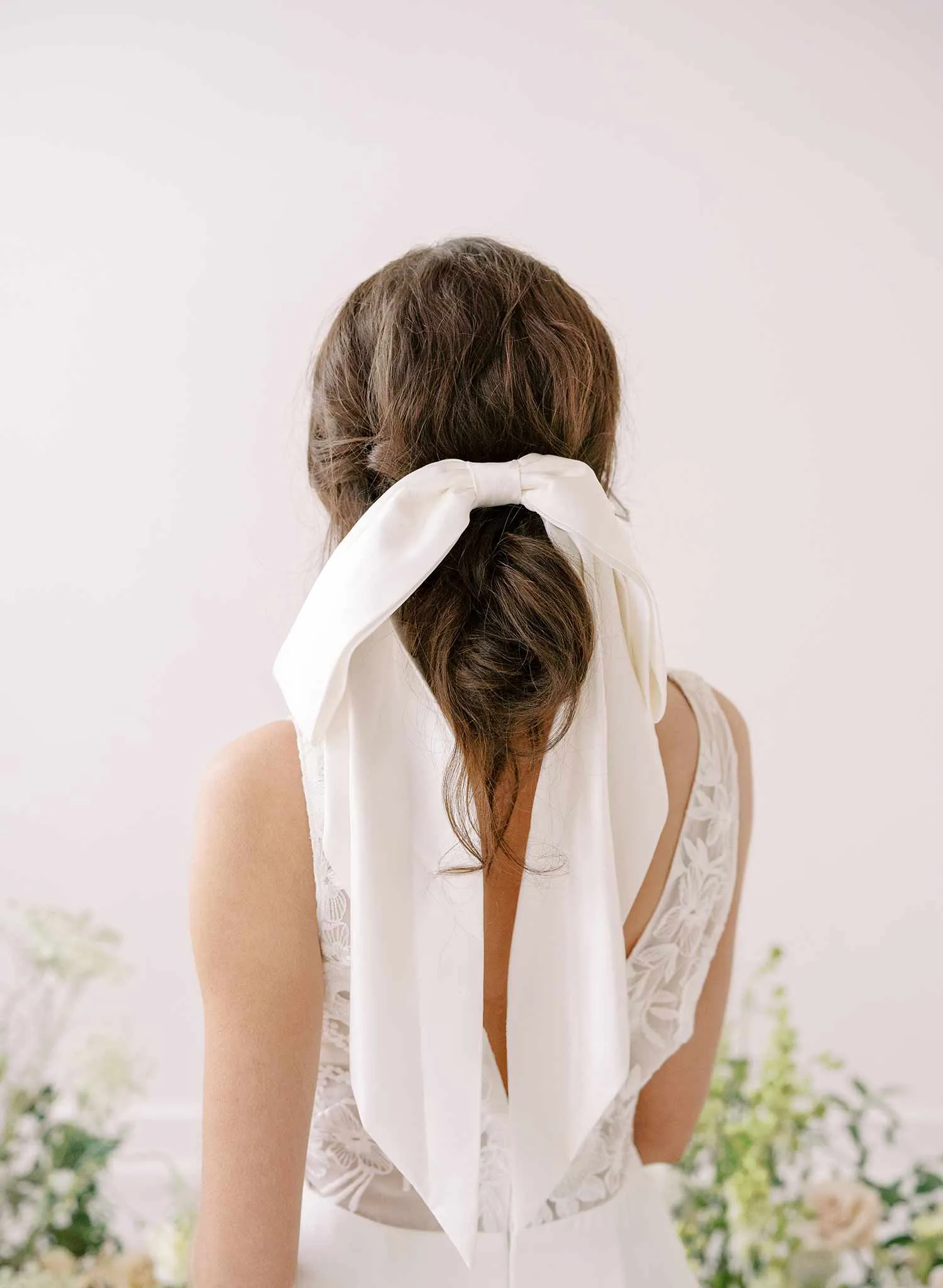 Drapey silk bridal bow hair comb - Style #2364