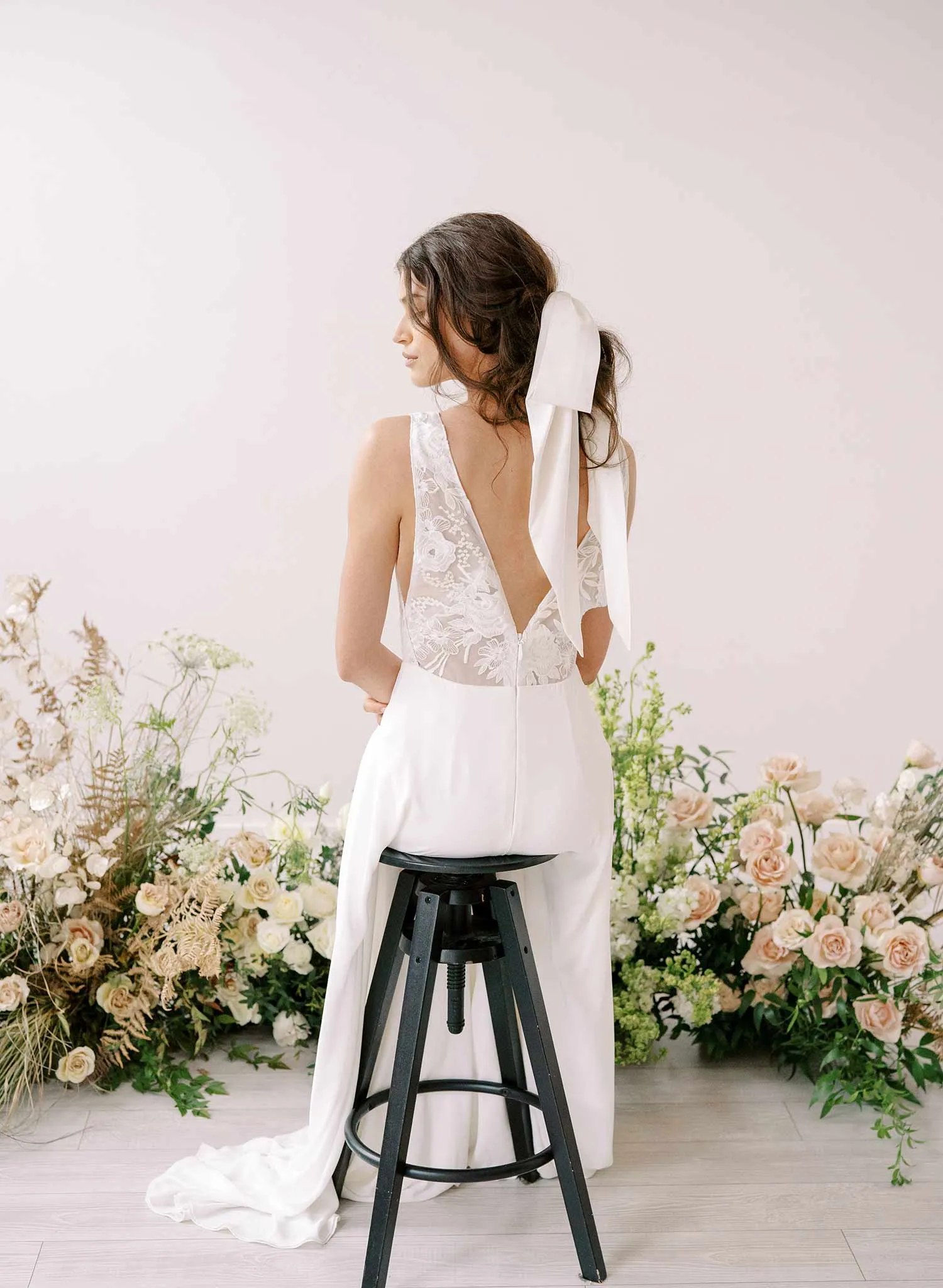 Drapey silk bridal bow hair comb - Style #2364