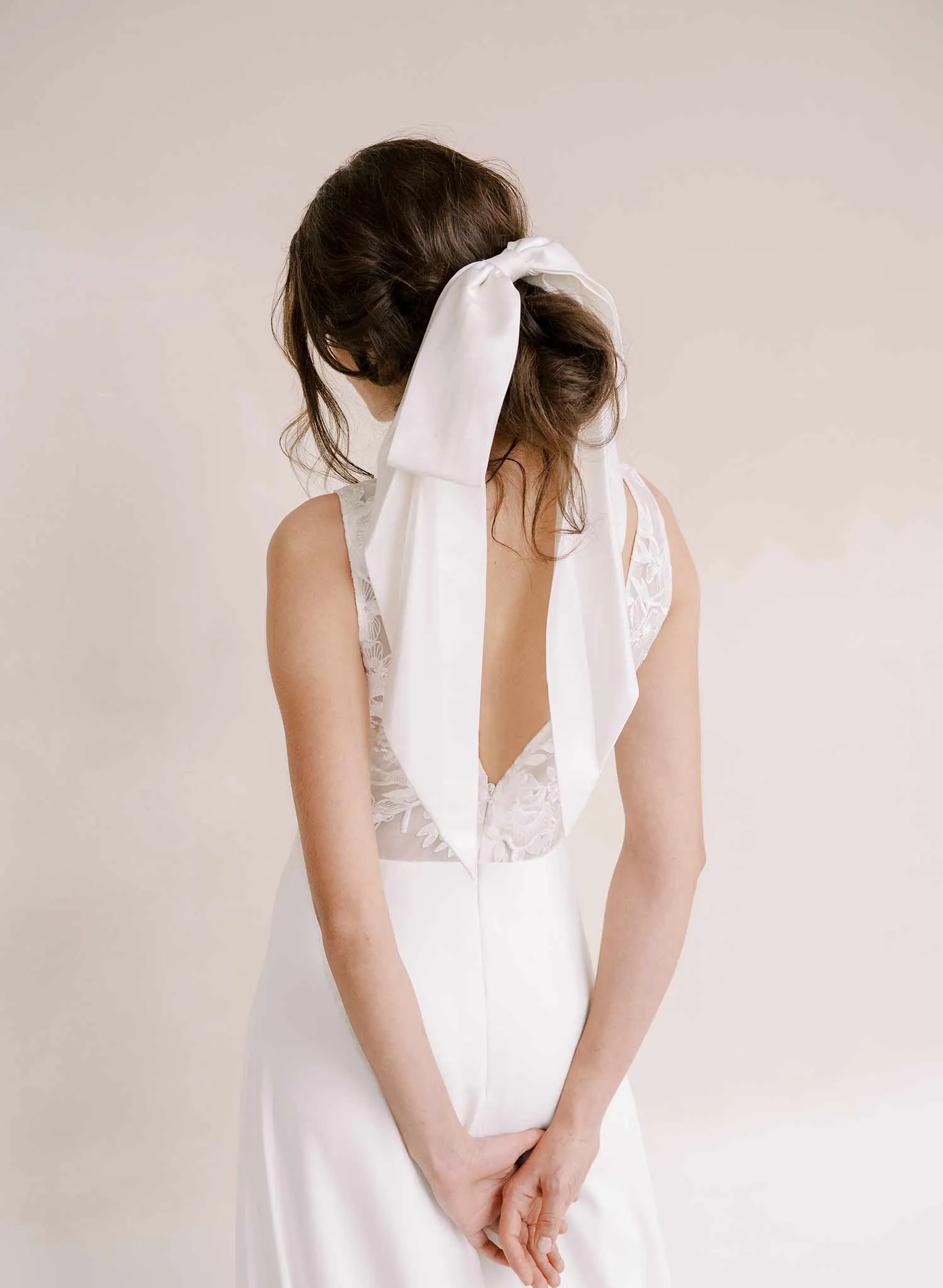 Drapey silk bridal bow hair comb - Style #2364