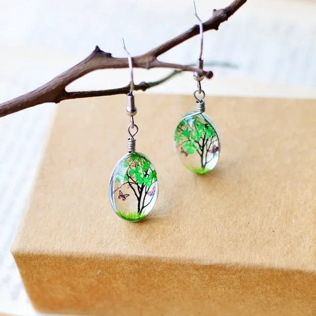 Dried Real Flower Crystal Earrings Everyday Styling Floral Earrings