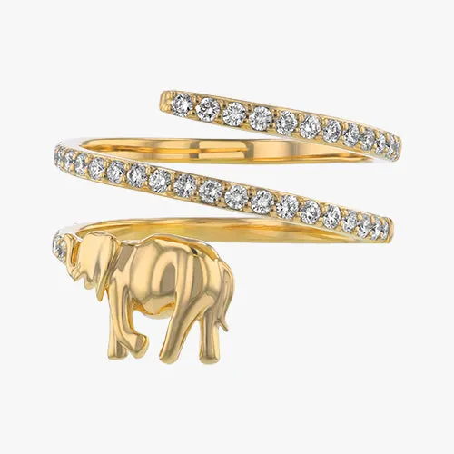 Elephant Diamond Spiral Ring