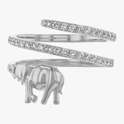 Elephant Diamond Spiral Ring