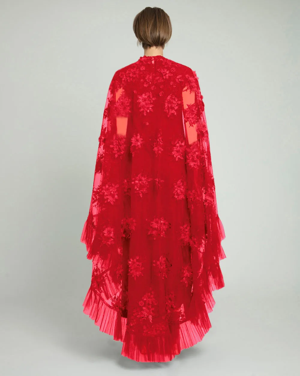 Embellished Red Kaftan with Belt