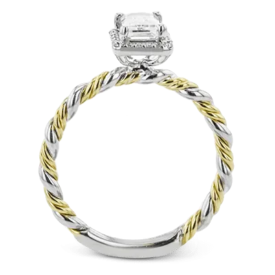 Emerald-cut Halo Engagement Ring in 18K Gold with Diamonds
