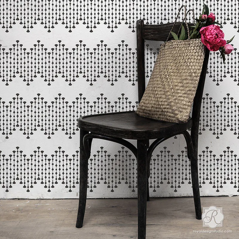 Fitzgerald Jeweled Beads Raven   Lily Wall Border Stencil
