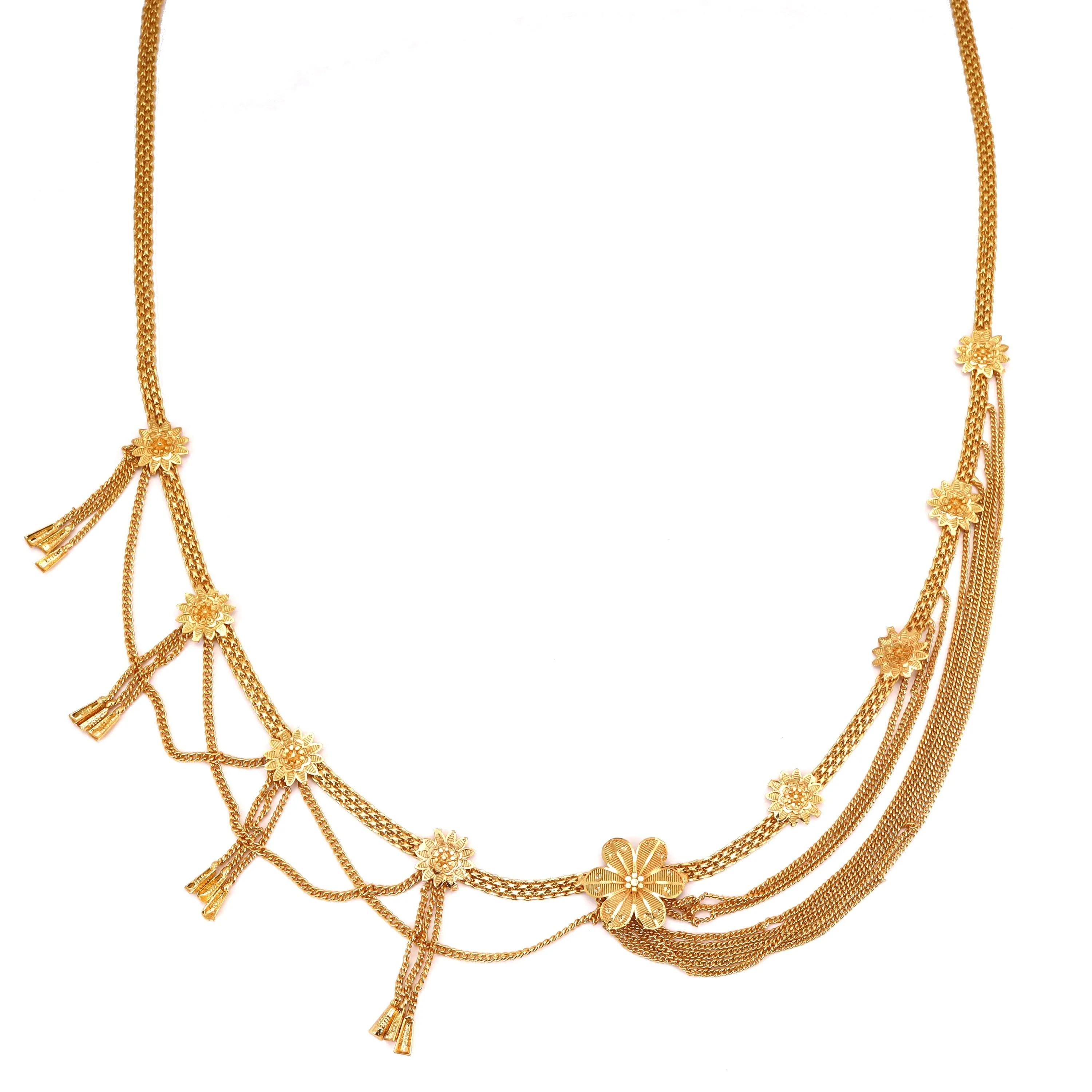 Floral Chain Waist Belt with Half Jhalor and Komor Bandhani Design