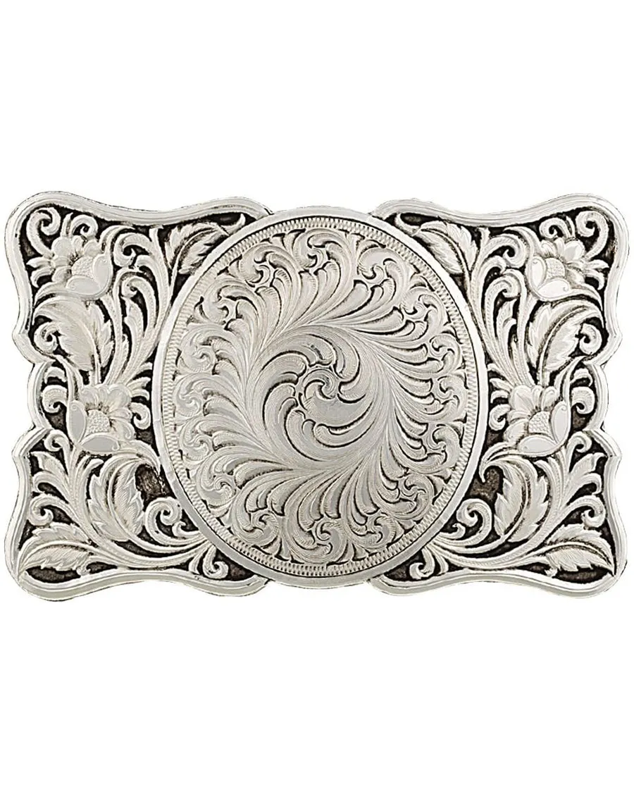 Floral Scalloped Western Belt Buckle